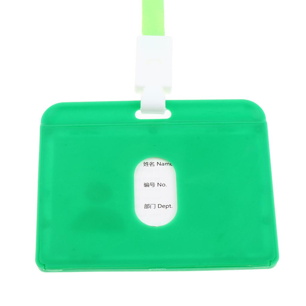 10 Pieces Horizontal Work ID Card Badge Holder ID Card Cases Green