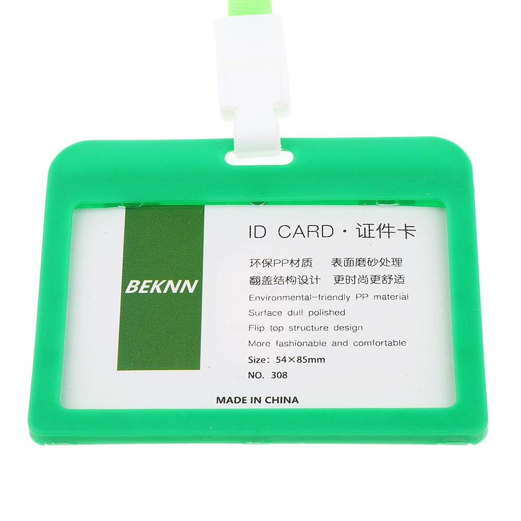 10 Pieces Horizontal Work ID Card Badge Holder ID Card Cases Green