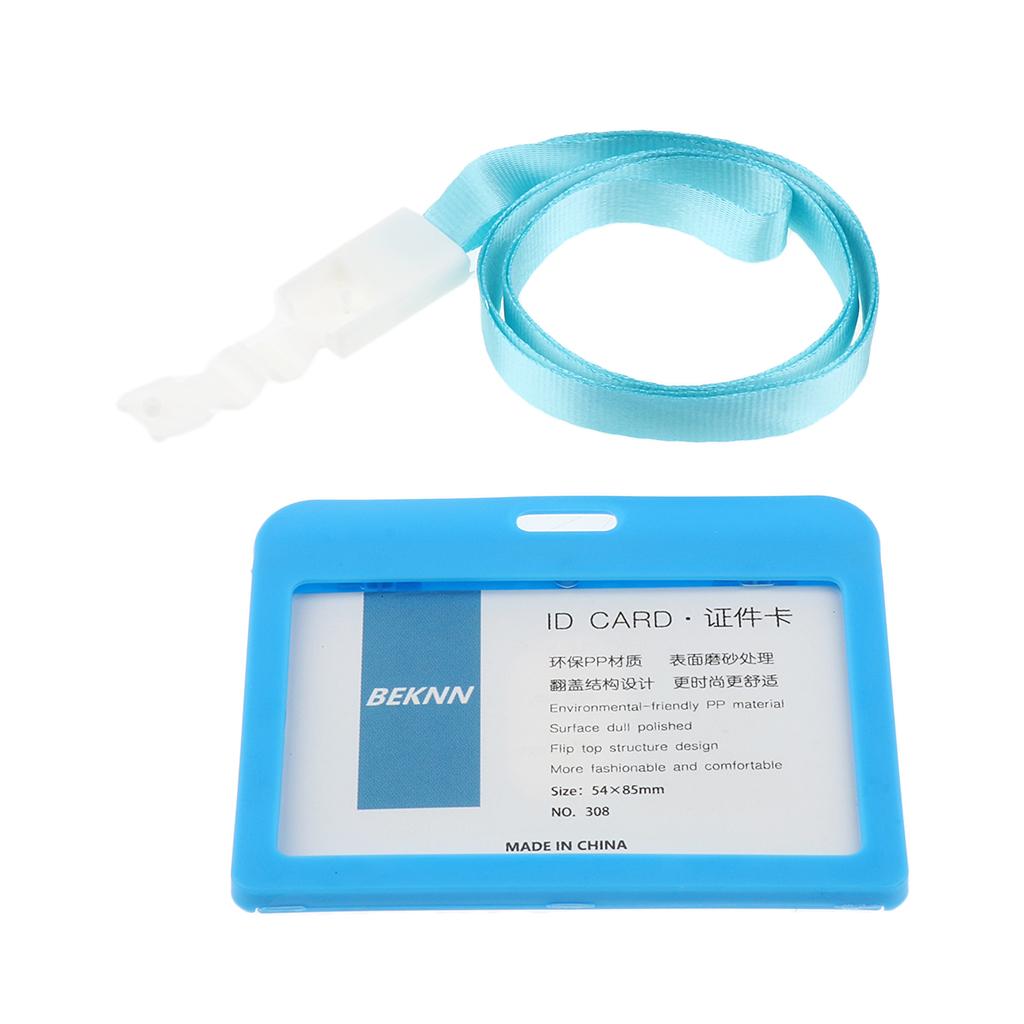 10 Pieces Horizontal Work ID Card Badge Holder ID Card Cases Light Blue