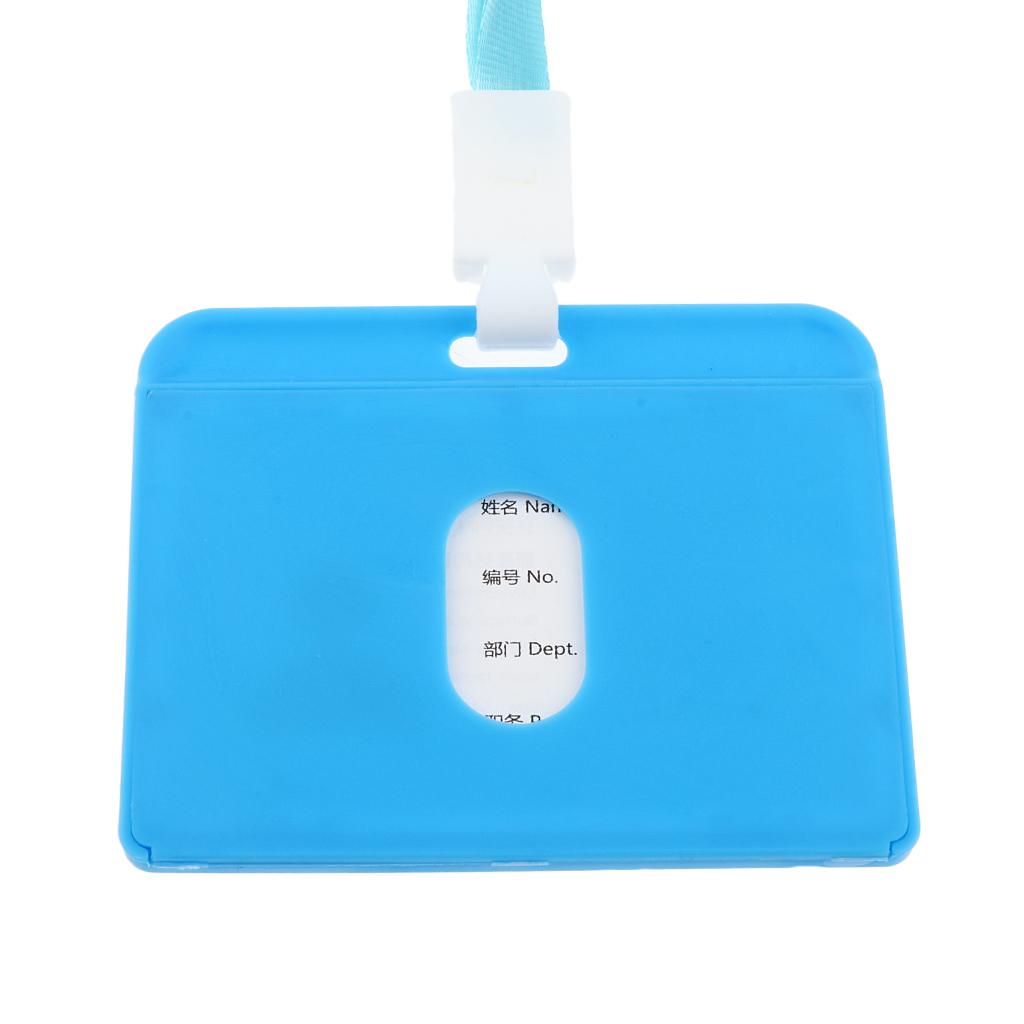 10 Pieces Horizontal Work ID Card Badge Holder ID Card Cases Light Blue