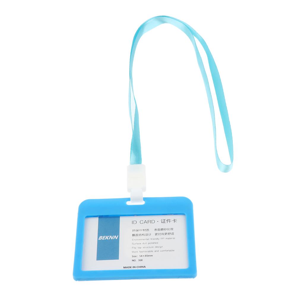 10 Pieces Horizontal Work ID Card Badge Holder ID Card Cases Light Blue