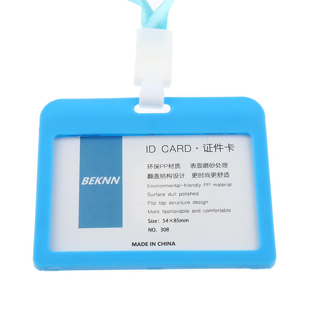 10 Pieces Horizontal Work ID Card Badge Holder ID Card Cases Light Blue