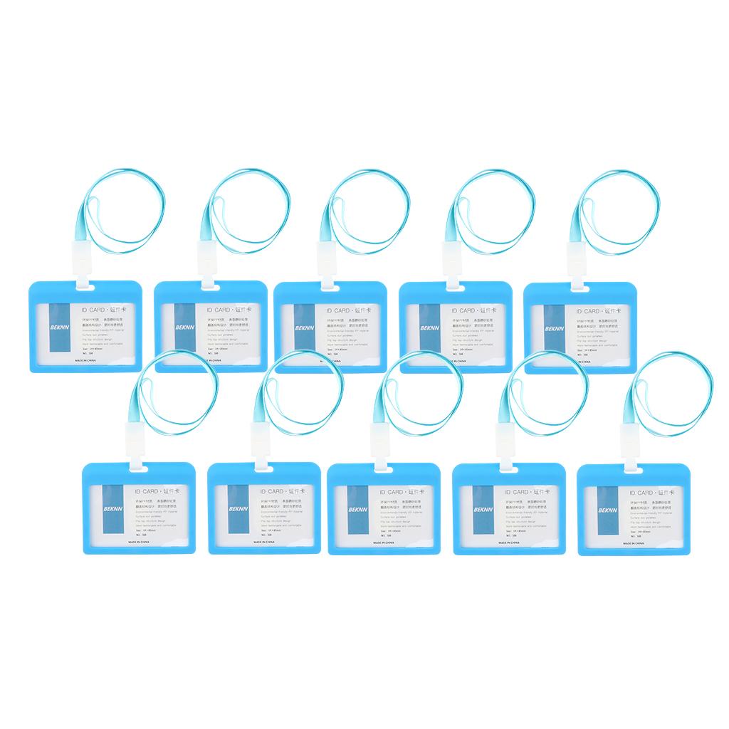 10 Pieces Horizontal Work ID Card Badge Holder ID Card Cases Light Blue