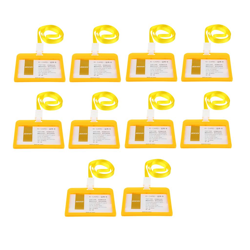 10 Pieces Horizontal Work ID Card Badge Holder ID Card Cases Yellow