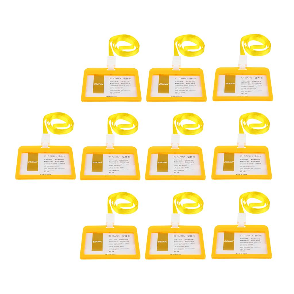 10 Pieces Horizontal Work ID Card Badge Holder ID Card Cases Yellow