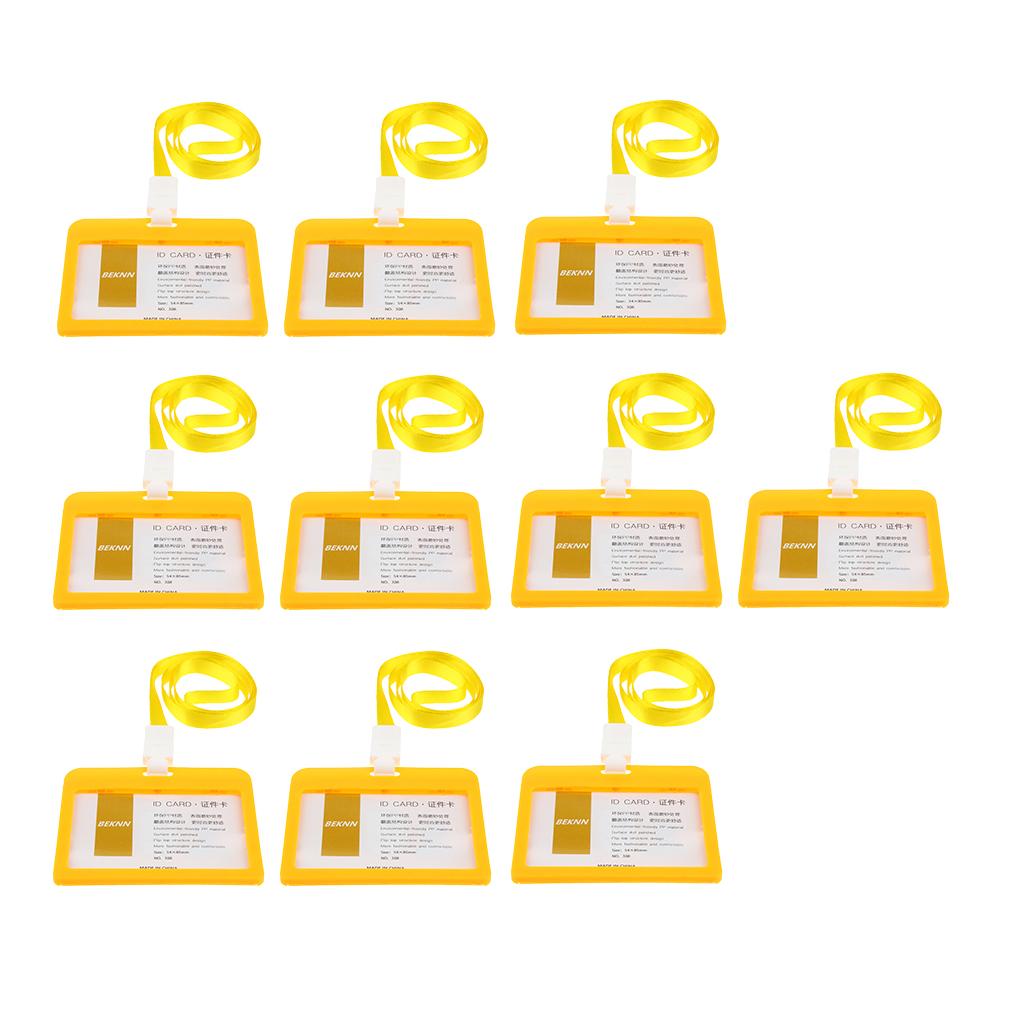 10 Pieces Horizontal Work ID Card Badge Holder ID Card Cases Yellow