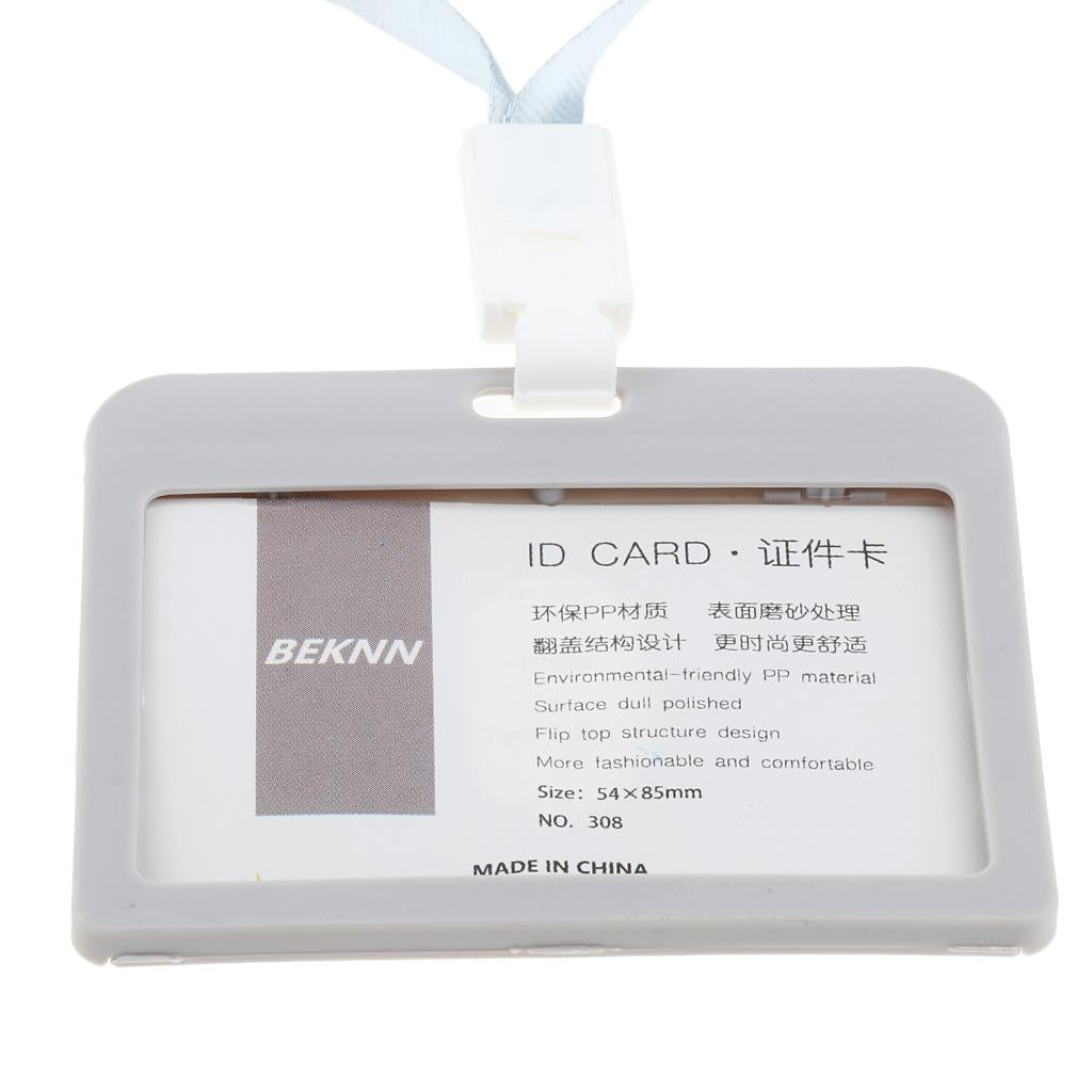 10 Pieces Horizontal Work ID Card Badge Holder ID Card Cases Gray