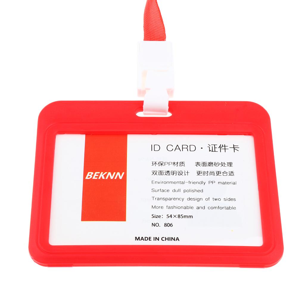 10 Pieces Horizontal Work ID Card Badge Holder ID Card Cases Blue&Red