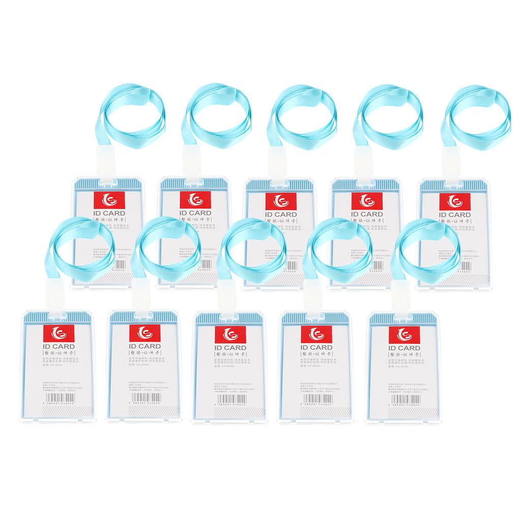 10 Pieces Office Work Card Badges Lanyard Holders ID Card Cases Light Blue