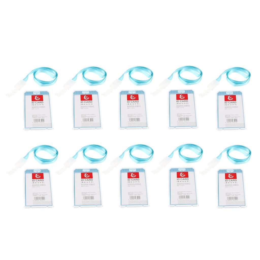 10 Pieces Office Work Card Badges Lanyard Holders ID Card Cases Light Blue