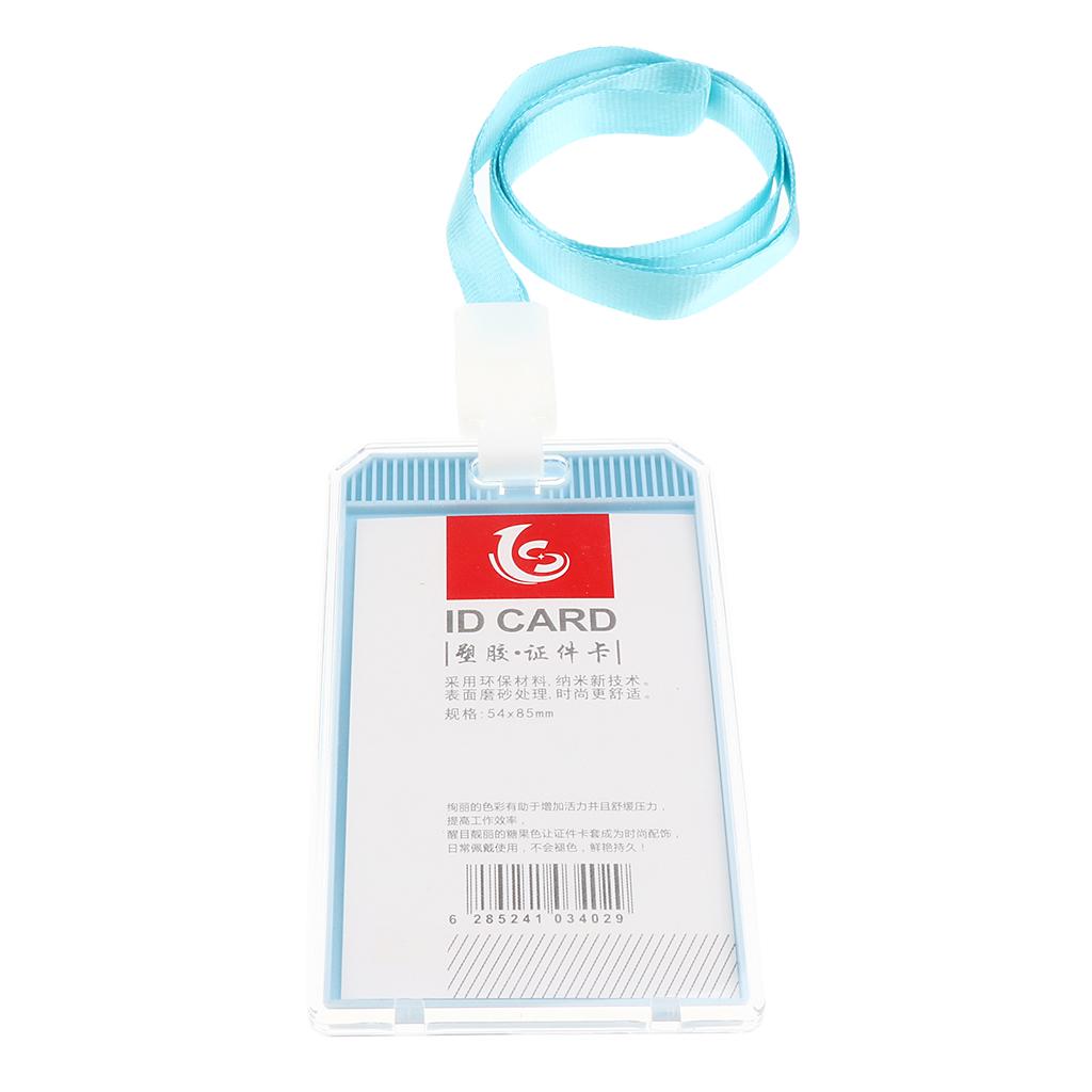 10 Pieces Office Work Card Badges Lanyard Holders ID Card Cases Light Blue