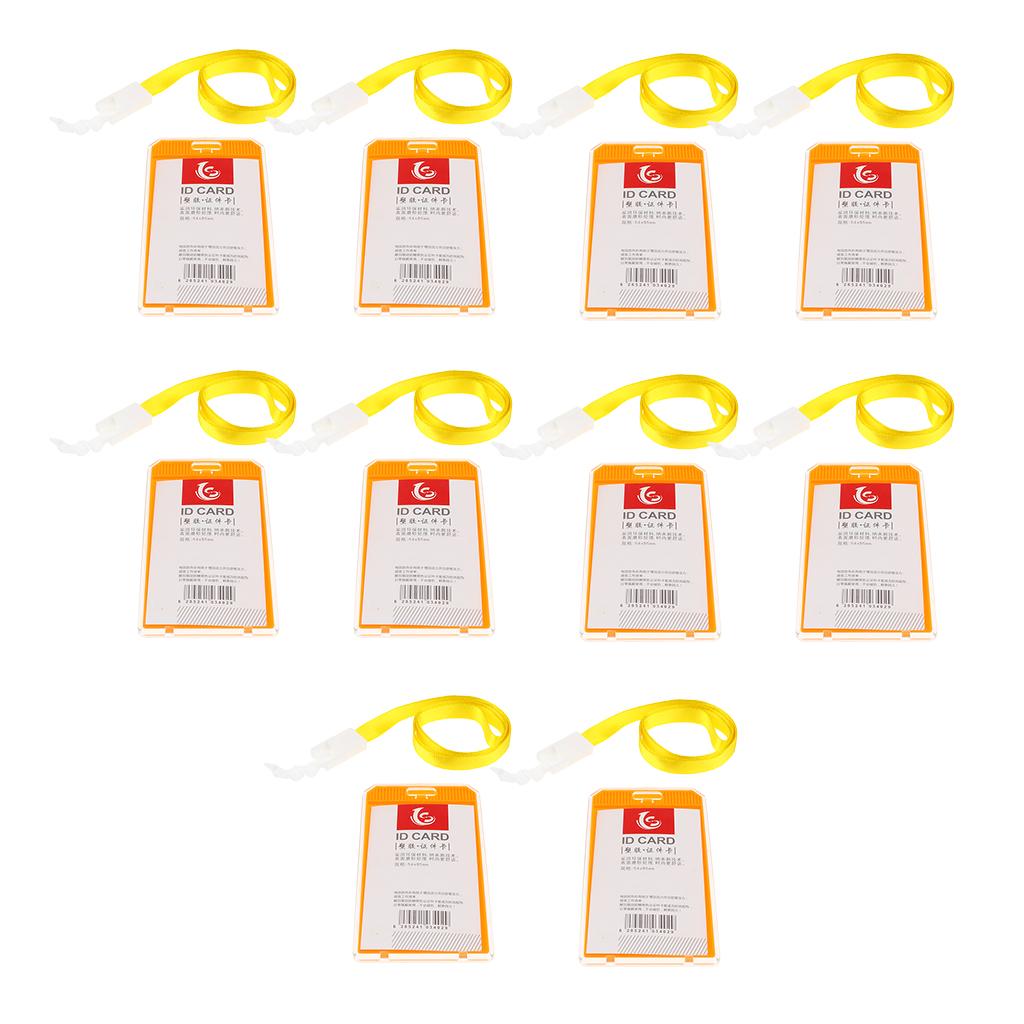 10 Pieces Office Work Card Badges Lanyard Holders ID Card Cases Yellow