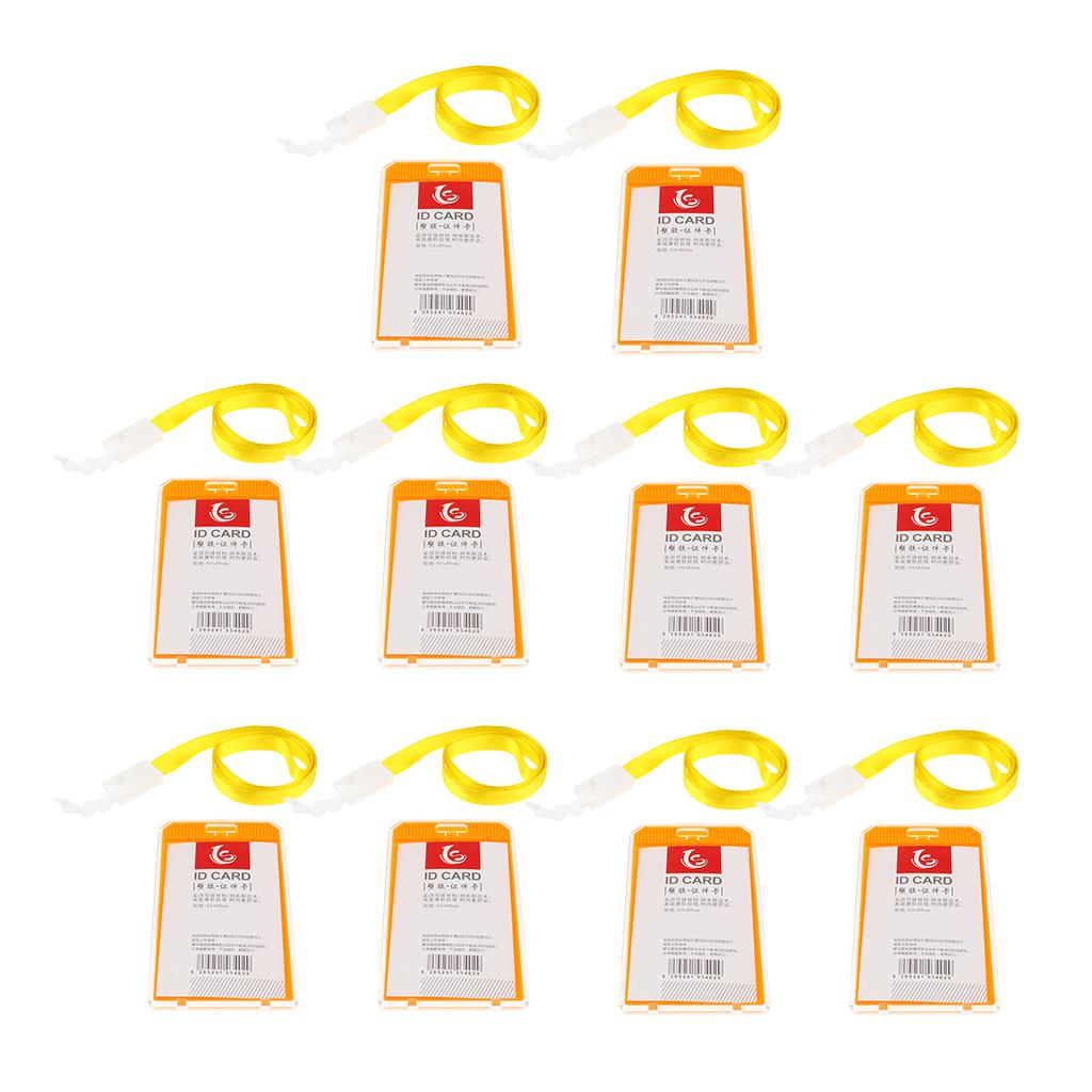 10 Pieces Office Work Card Badges Lanyard Holders ID Card Cases Yellow