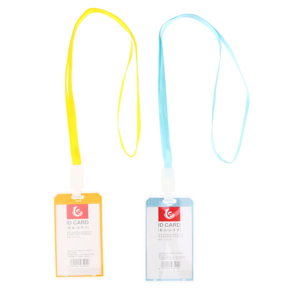 10 Pieces Office Work Card Badges Lanyard Holders ID Card Cases Blue&Yellow