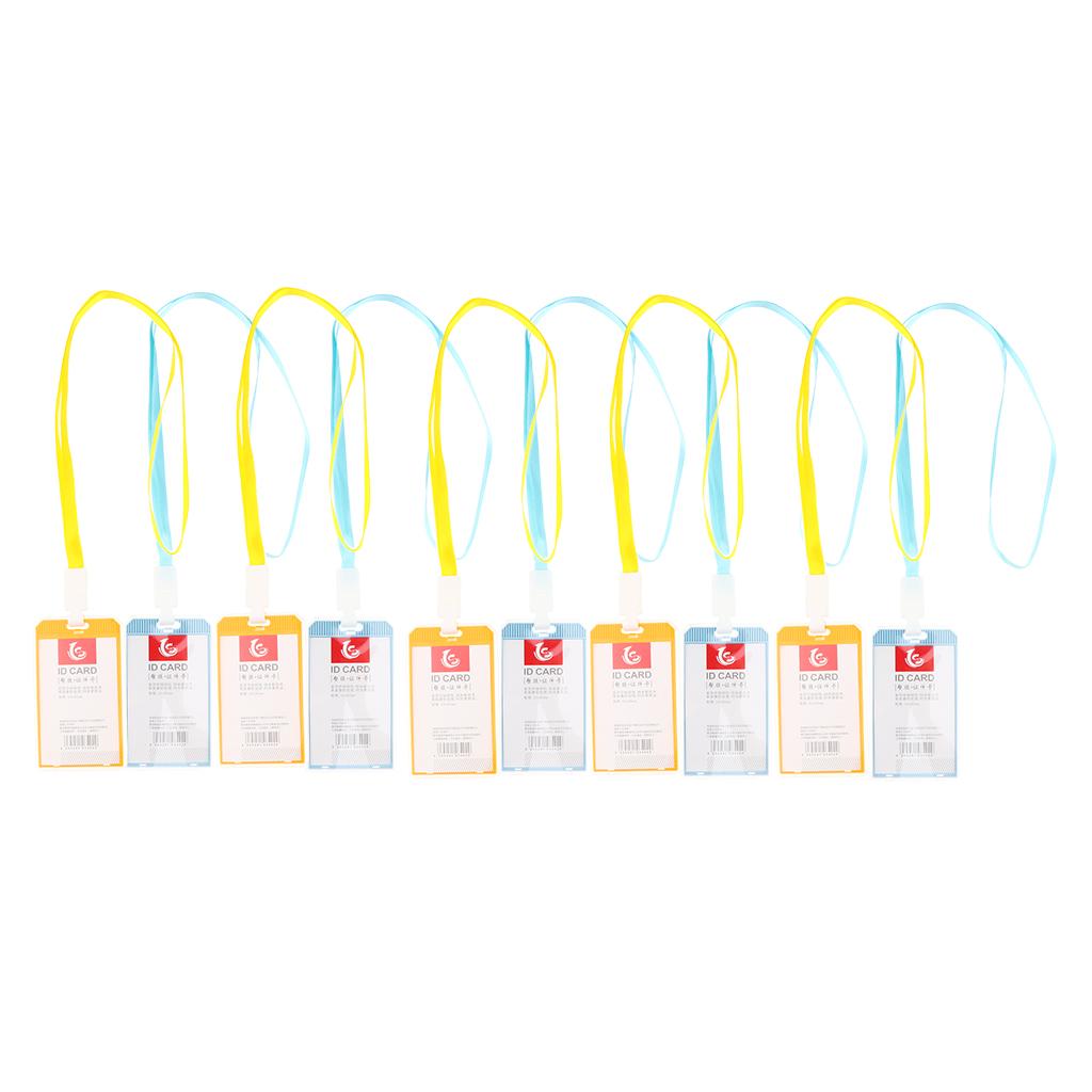 10 Pieces Office Work Card Badges Lanyard Holders ID Card Cases Blue&Yellow