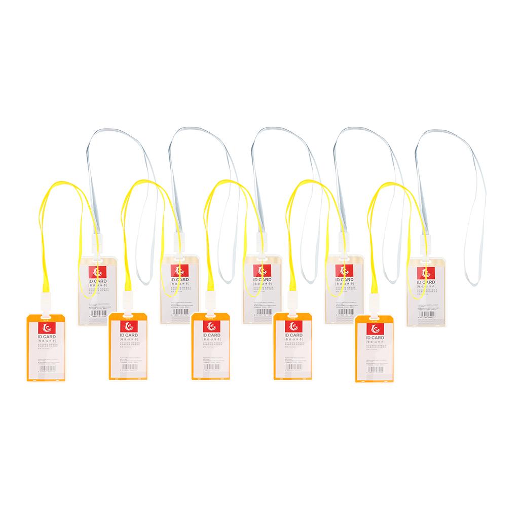 10 Pieces Office Work Card Badges Lanyard Holders ID Card Cases White&Yellow