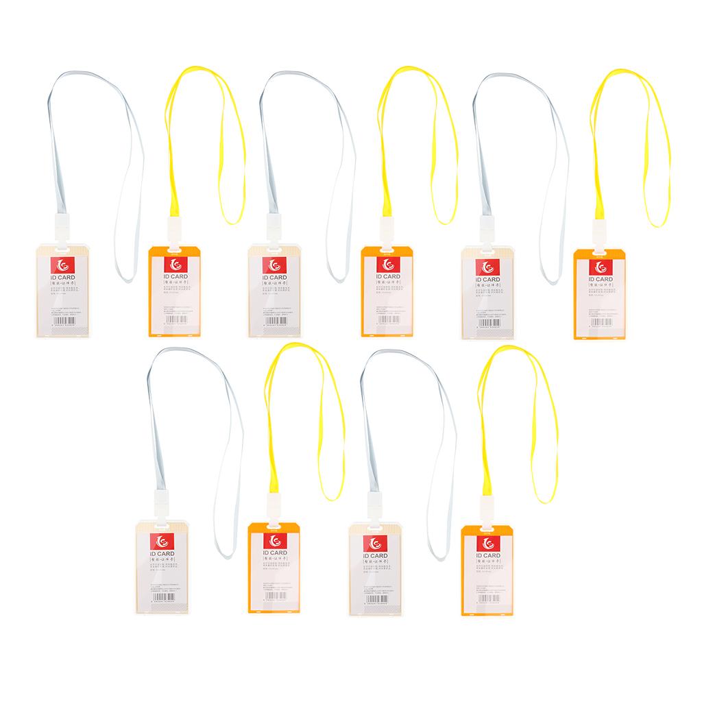 10 Pieces Office Work Card Badges Lanyard Holders ID Card Cases White&Yellow