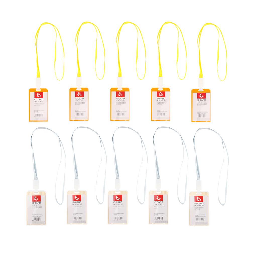 10 Pieces Office Work Card Badges Lanyard Holders ID Card Cases White&Yellow