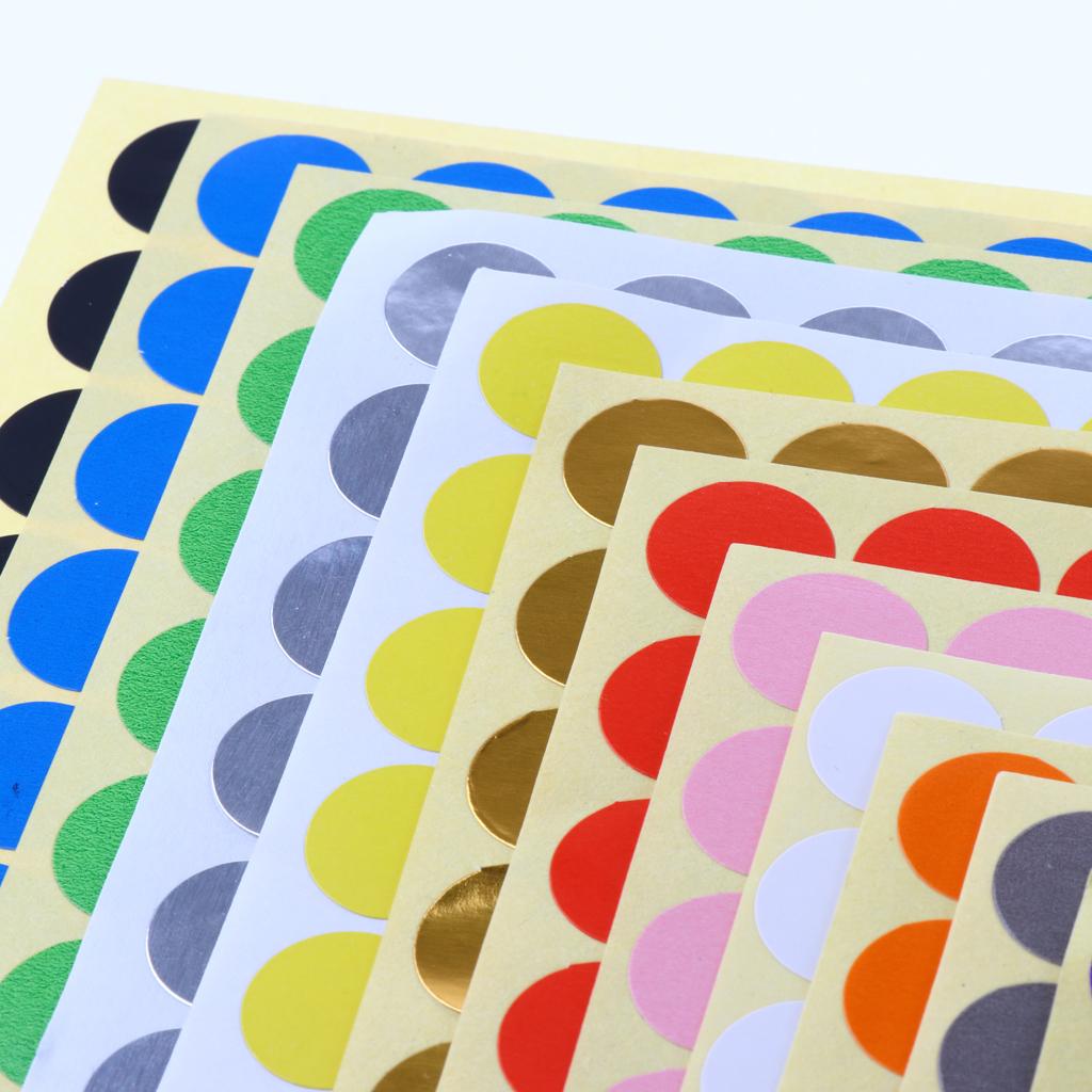 4200 Coloured Dot Stickers Round Spot Circles Dots Paper Labels Silver