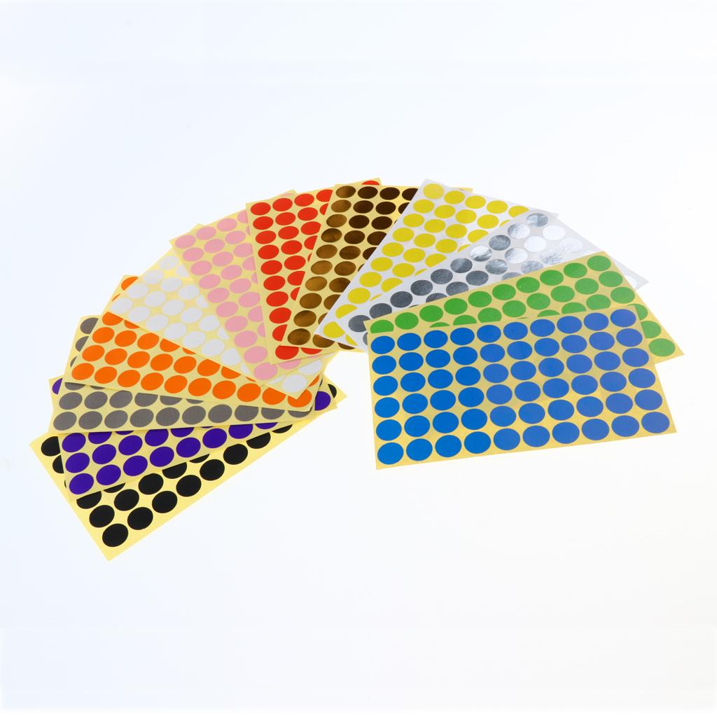 4200 Coloured Dot Stickers Round Spot Circles Dots Paper Labels Silver