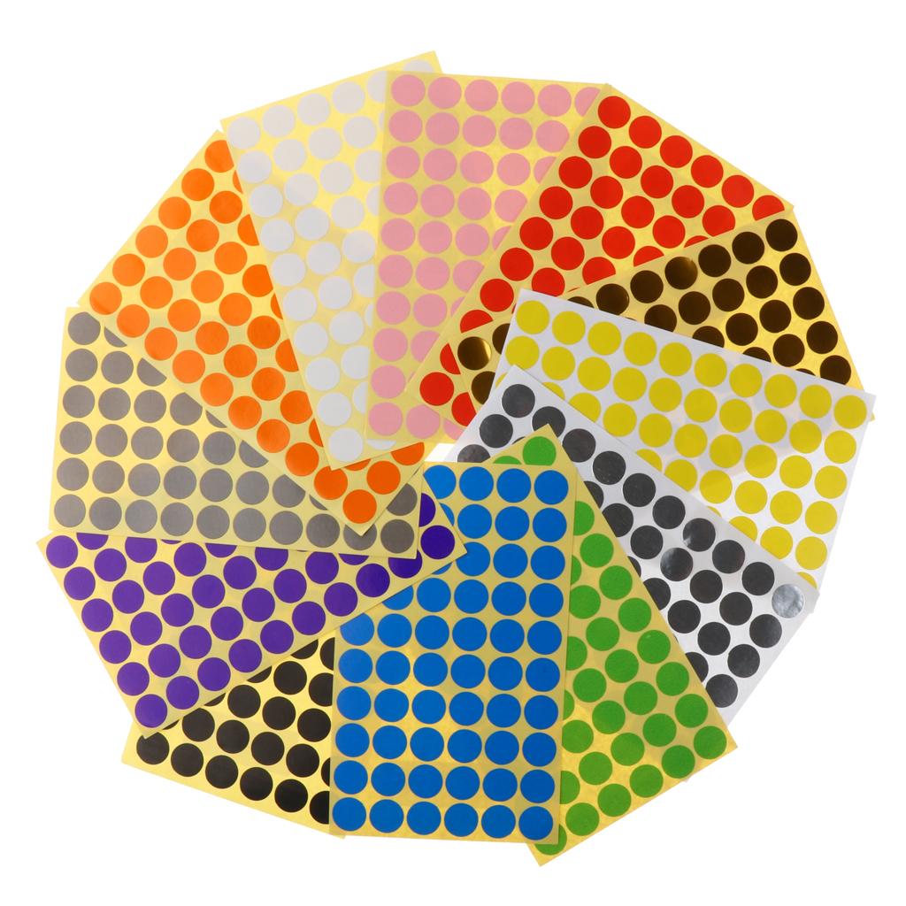 4200 Coloured Dot Stickers Round Spot Circles Dots Paper Labels Silver