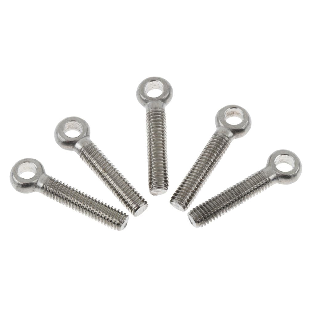 5 Pieces 304 Stainless Steel Forged Machinery Eye Bolt M6 x 30mm