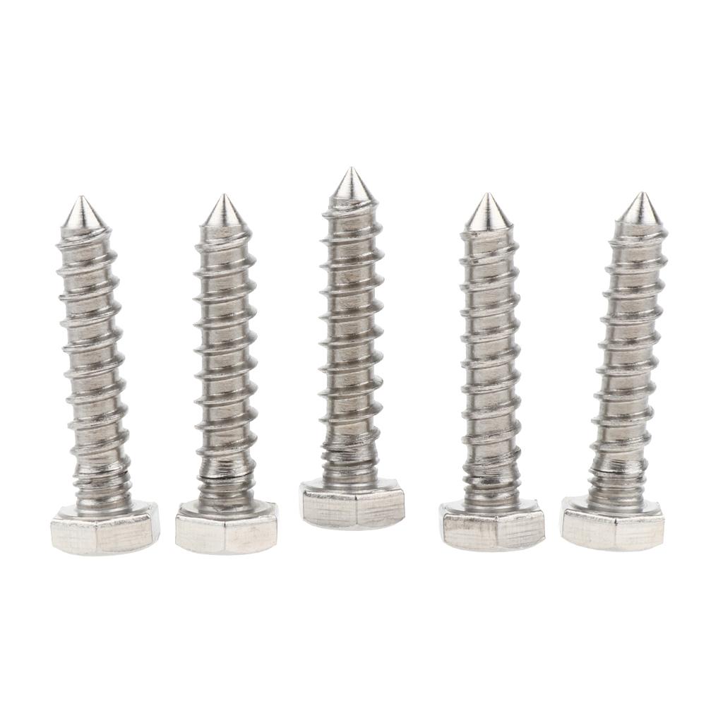 5 Pieces M6 Stainless Hexagon Hex Head Self Tapping Screws Hardware M6 x 30