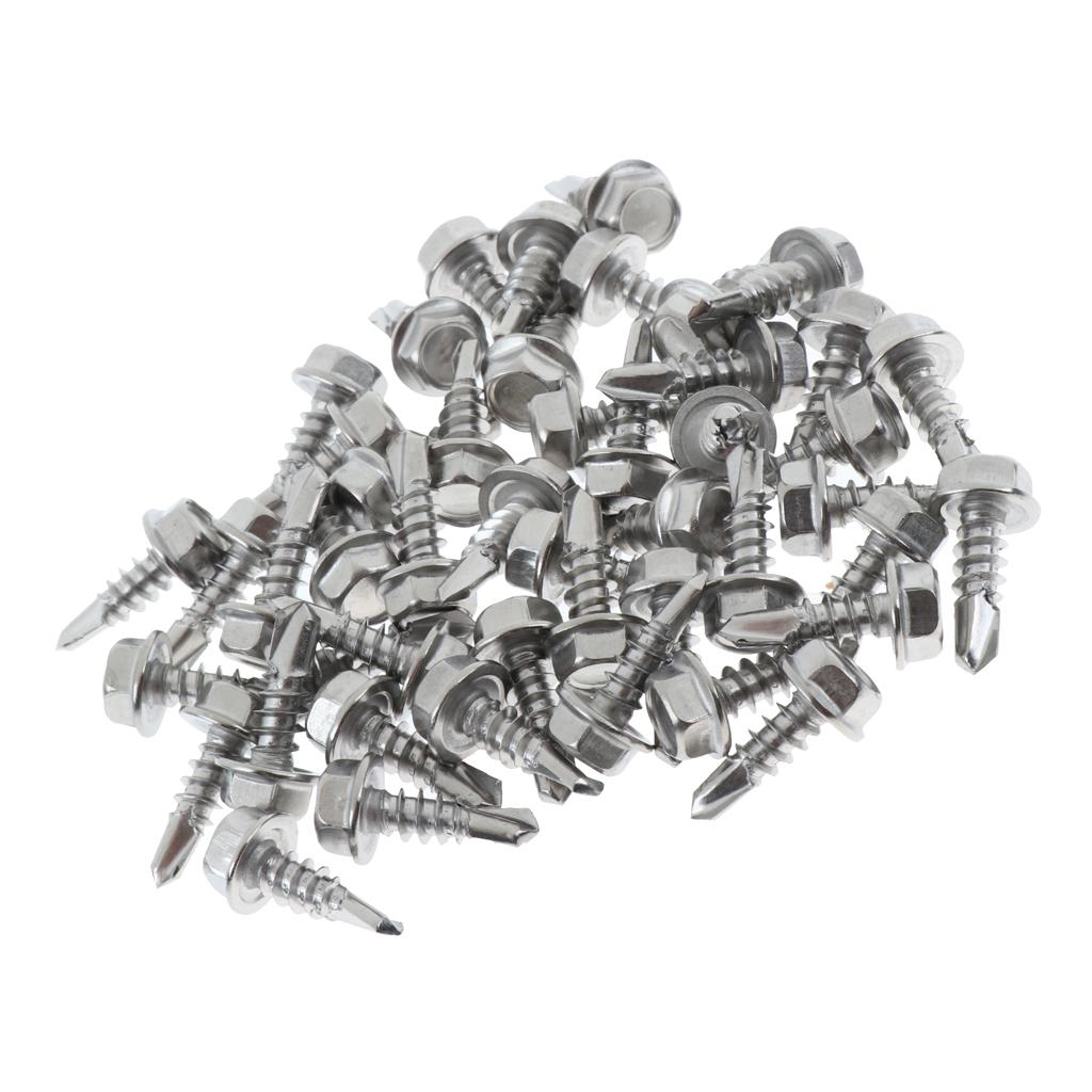 50 Pieces M4.2 Self Tapping Drilling Screws Hex Washer Head Fasteners 13mm