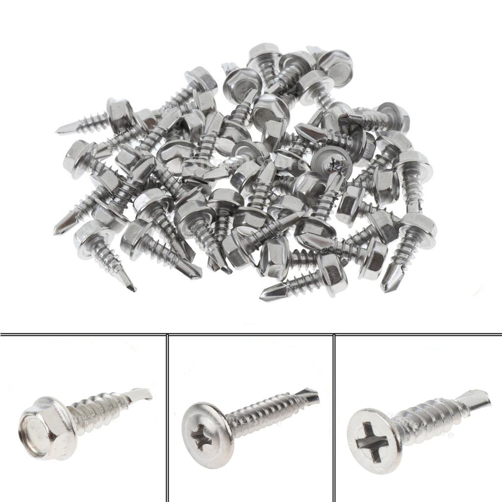 50 Pieces M4.2 Self Tapping Drilling Screws Hex Washer Head Fasteners 13mm