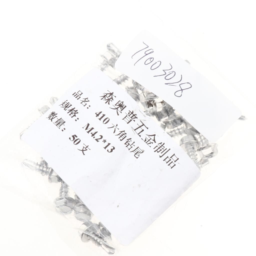 50 Pieces M4.2 Self Tapping Drilling Screws Hex Washer Head Fasteners 13mm