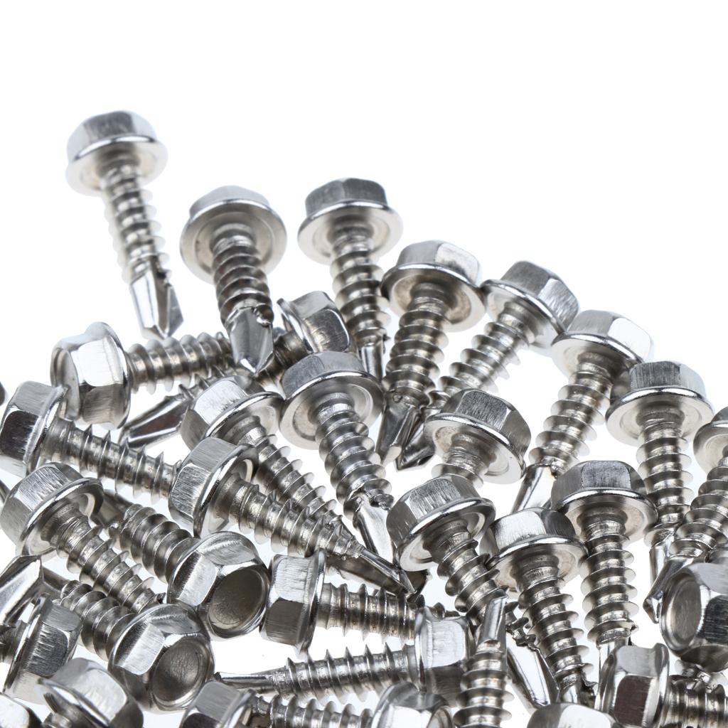 50 Pieces M4.2 Self Tapping Drilling Screws Hex Washer Head Fasteners 16mm