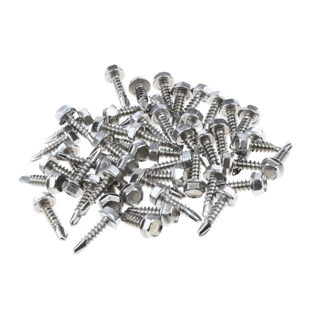 50 Pieces M4.2 Self Tapping Drilling Screws Hex Washer Head Fasteners 16mm