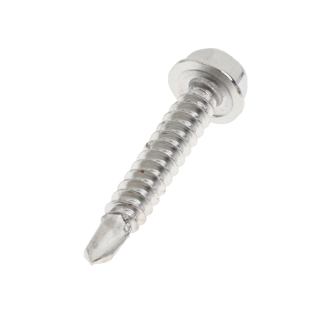 50 Pieces M4.2 Self Tapping Drilling Screws Hex Washer Head Fasteners 25mm