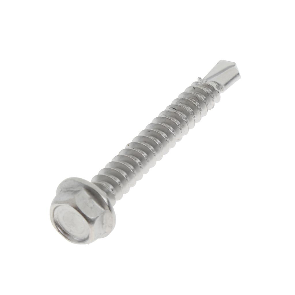 50 Pieces M4.2 Self Tapping Drilling Screws Hex Washer Head Fasteners 32mm