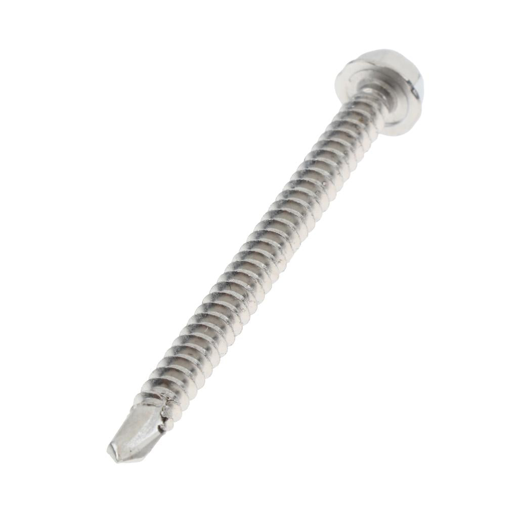 50 Pieces M4.2 Self Tapping Drilling Screws Hex Washer Head Fasteners 50mm