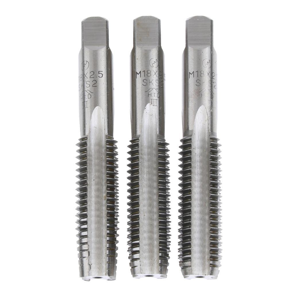 3 pcs M18x2.5 High Speed Steel Hand Tread Tap  Machine Plug Taps Set