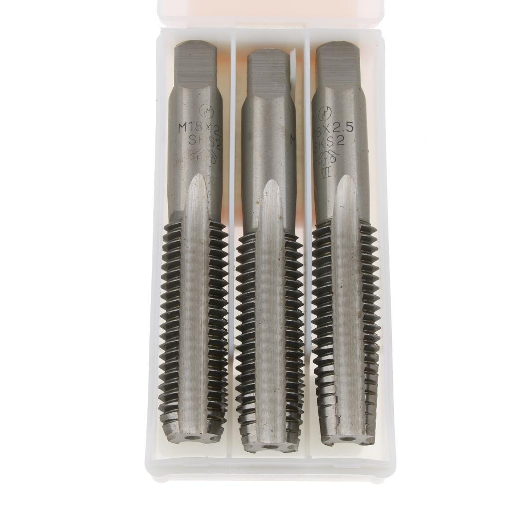 3 pcs M18x2.5 High Speed Steel Hand Tread Tap  Machine Plug Taps Set