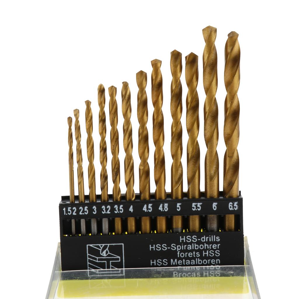 1.5mm - 6.5mm HSS Titanium Coated Straight Shank Twist Drill Bit Set  Gold