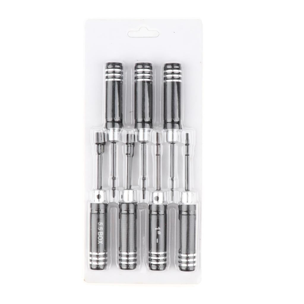 7 Pieces Steel Screwdriver Set RC Tool Kit for RC Model Car Helicopter Black (1.5mm, 2mm, 2.5mm, 3mm, 4mm, 5.5mm)