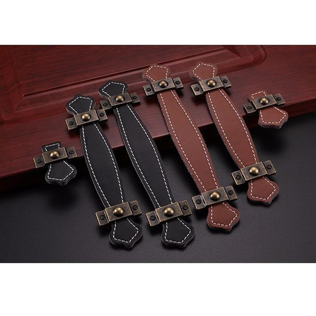 Leather Cabinet Handles Home Furniture Wardrobe Drawer Pull Knob 96mm