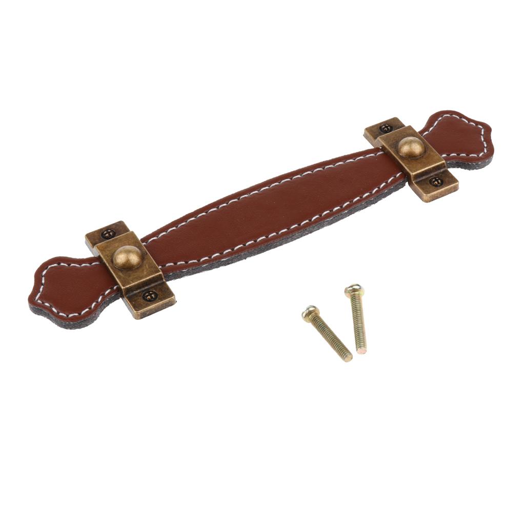 Leather Cabinet Handles Home Furniture Wardrobe Drawer Pull Knob 96mm