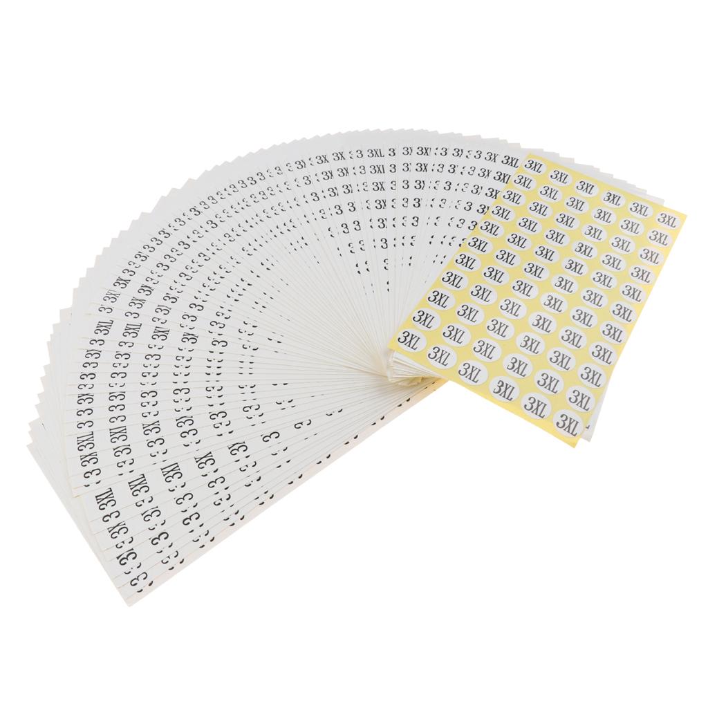 70Sheets Clothing Label Round Size Stickers Retail Apparel Label 14mm dia 3XL