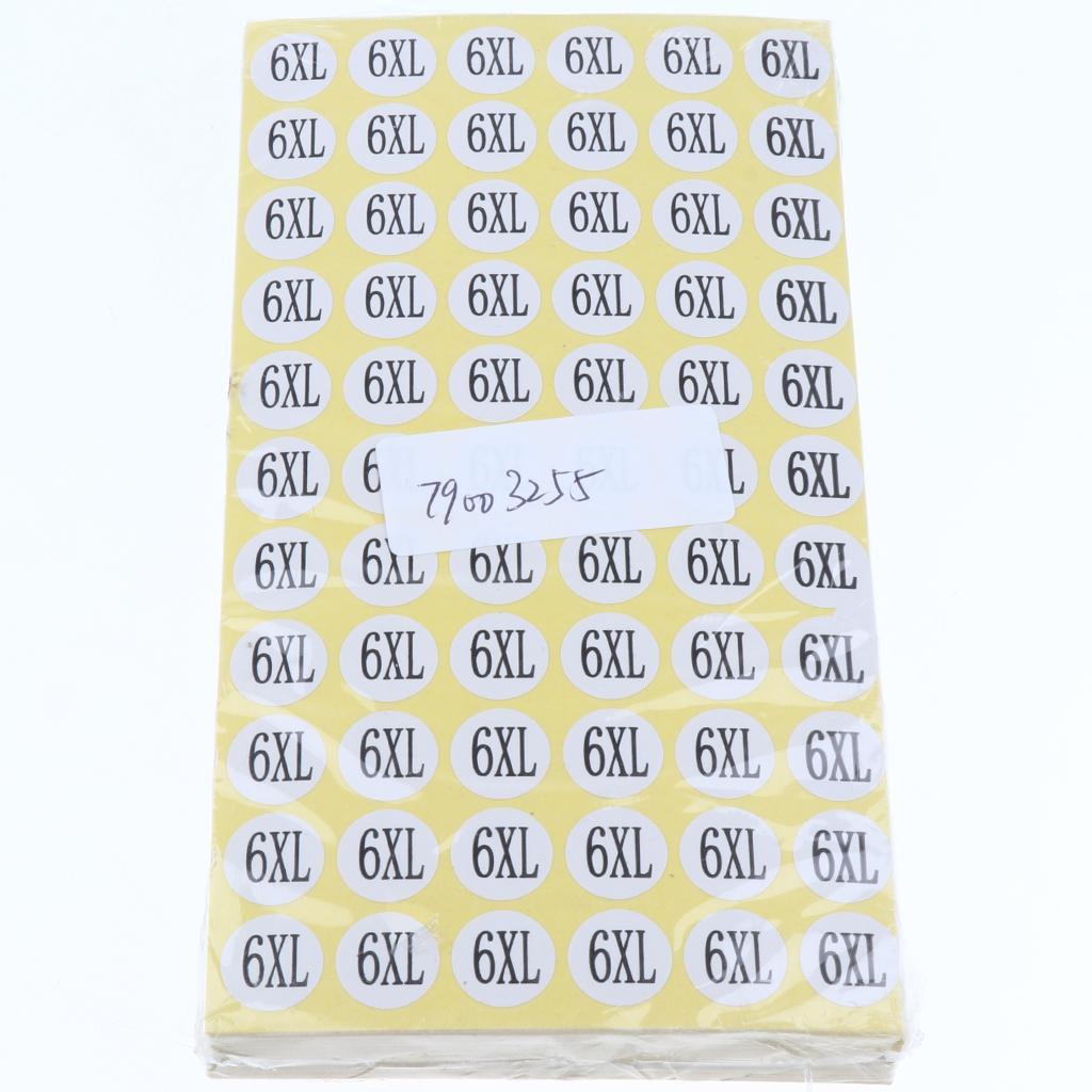 70Sheets Clothing Label Round Size Stickers Retail Apparel Label 14mm dia 6XL