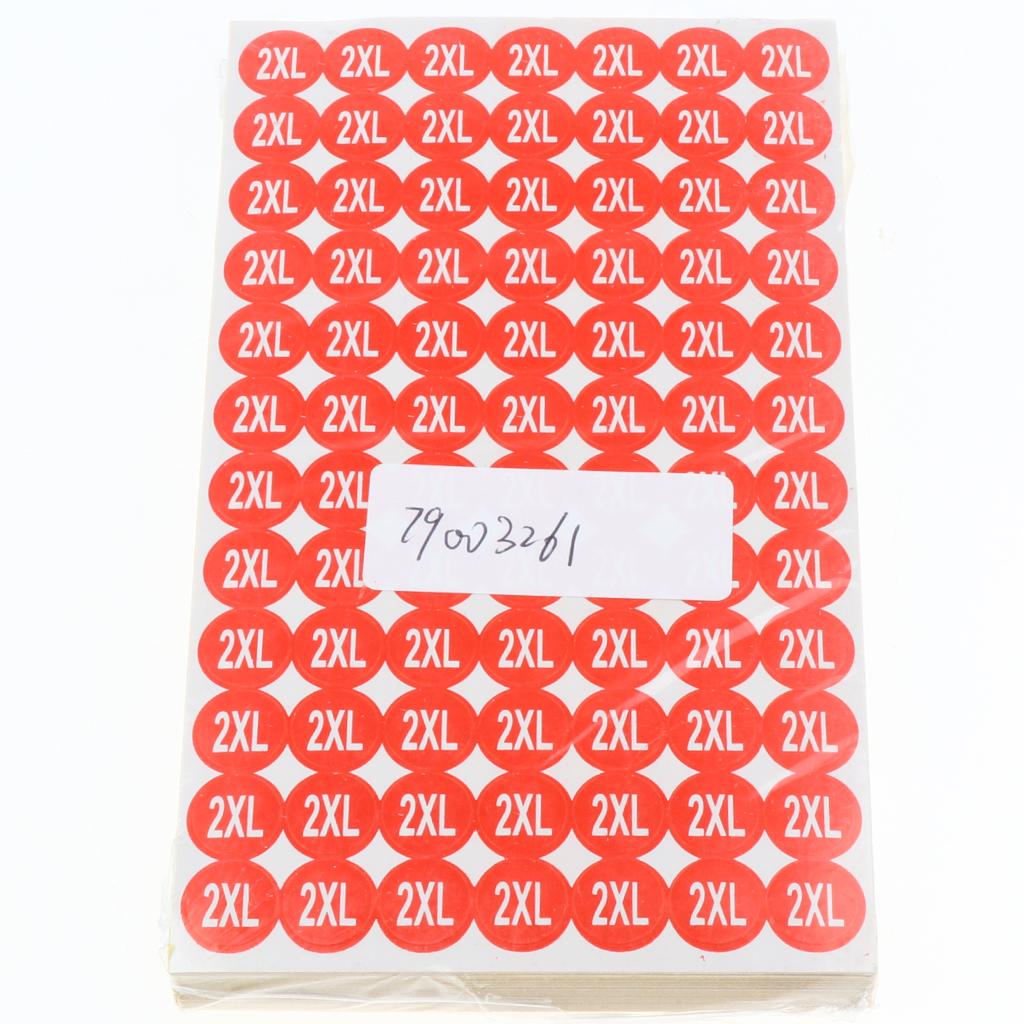 70Sheets Clothing Shoes Label Round Size Stickers Retail Apparel Labels  2XL