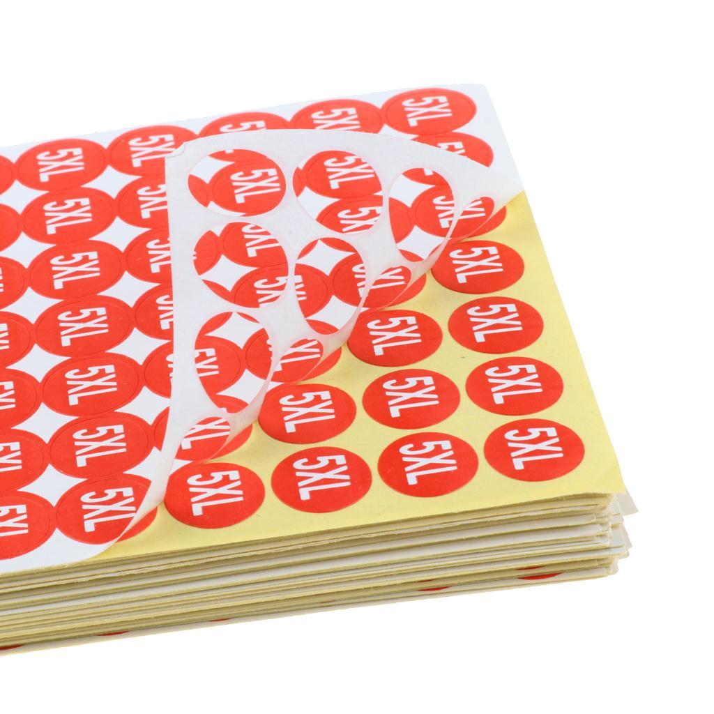 70Sheets Clothing Shoes Label Round Size Stickers Retail Apparel Labels  5XL