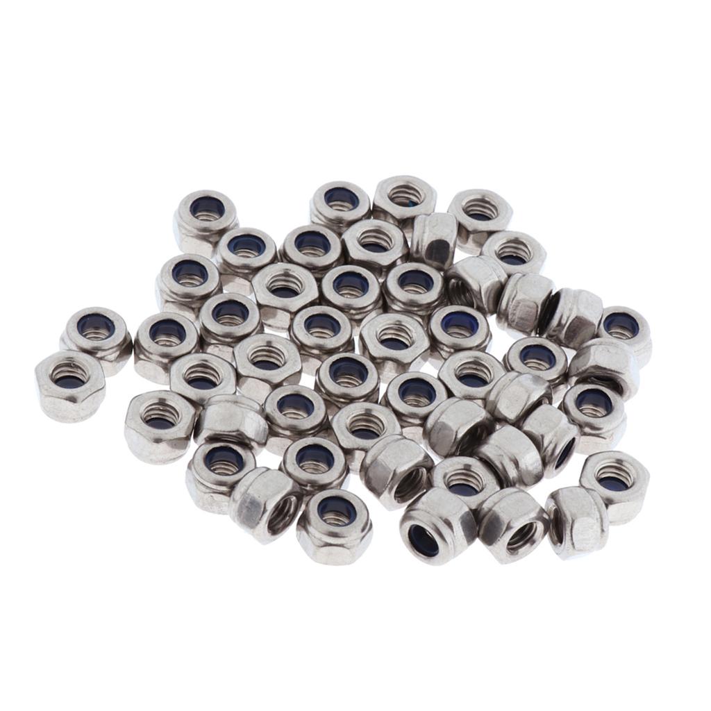 50Pieces Stainless Steel Lock Nut Assortment Kits  M4