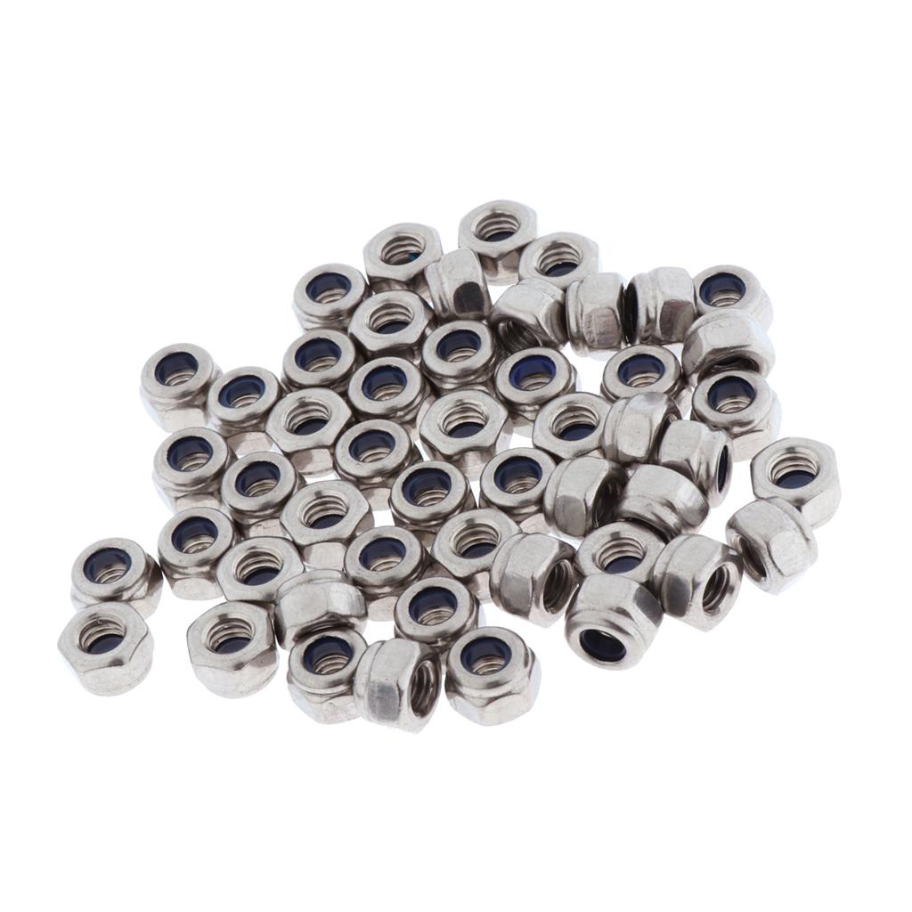 50Pieces Stainless Steel Lock Nut Assortment Kits  M4