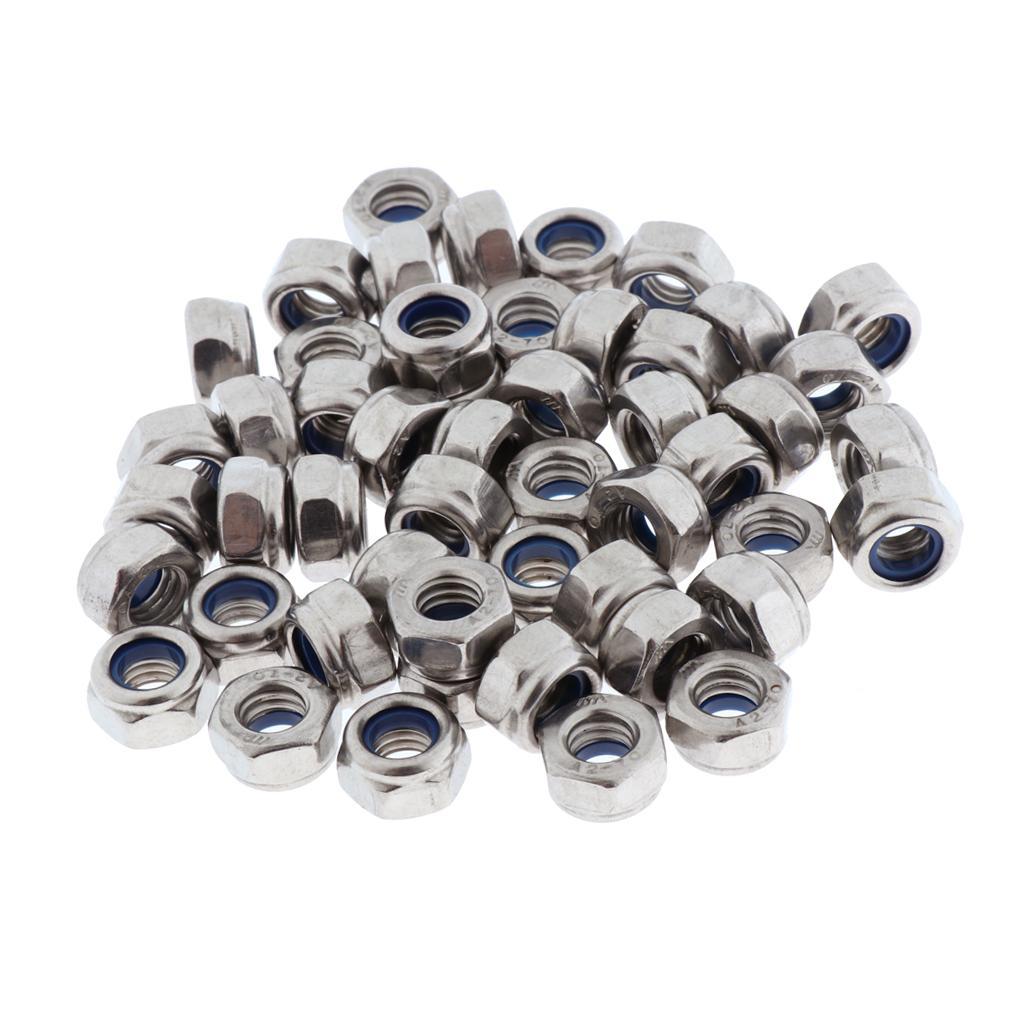 50Pieces Stainless Steel Lock Nut Assortment Kits  M6