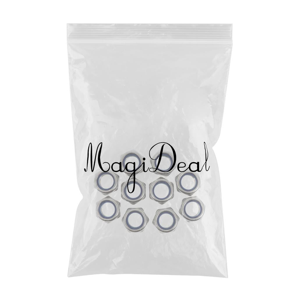 M16 Lock Nut 50 Pieces Stainless Steel Finish Hex With Nylon Insert