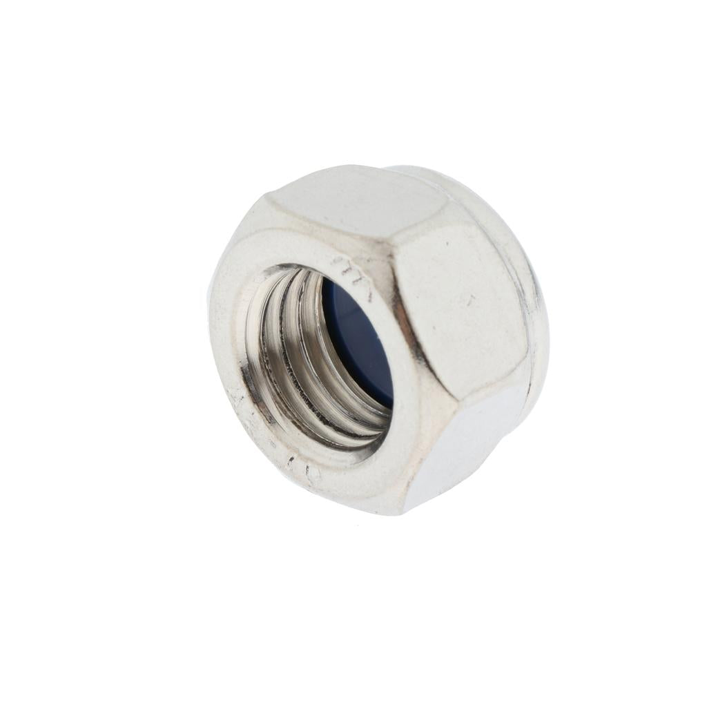 M16 Lock Nut 50 Pieces Stainless Steel Finish Hex With Nylon Insert